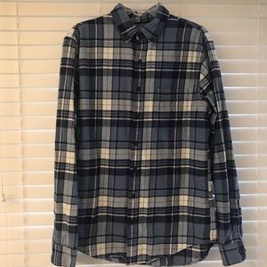 Lands End Men’s Plaid Flannel LS Shirt Med Tall